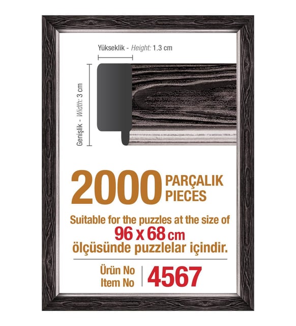 2000'lik Siyah 96 x 68 cm Puzzle Çerçevesi