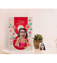 BK Gift Kişiye Özel Kadınlar Günü Karikatürlü Otantik Masaüstü Ahşap Palet Çerçeve-5 (Beyaz)