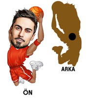 Kişiye Özel Basketbolcu Karikatürlü Ahşap Magnet Bay-1