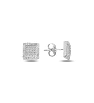 Zirkon Taşlı 9x9mm Kare Gümüş Küpe