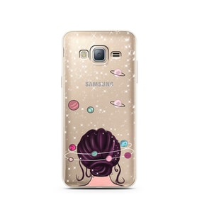 Space Girl Tasarım Süper Şeffaf Silikon Telefon Kılıfı Samsung J3 (2016)