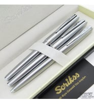 Scrikss 78M 3'lü Set Krom  Dolma Kalem + Roller Kalem + Tükenmez Kalem Seti  Scrikss Metropolis  İsme Özel Kalem  Hediye Kalem