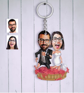 BK Gift Kişiye Özel Gelin Damat Karikatür Anahtarlık  10