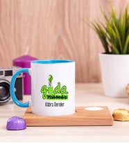 Gıda Mühendisi Ahşap Altlıklı Mumlu Mavi Kupa Bardak