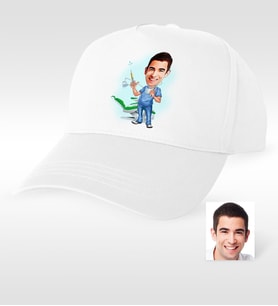 BK Gift Kişiye Özel Bay Diş Hekimi Karikatür Beyaz Şapka  4