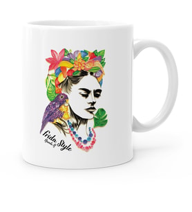 BK Gift Kişiye Özel Frida Kahlo Beyaz Kupa Bardak  1