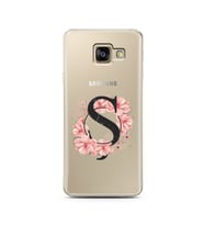 Pembe Çiçekli Harf Tasarım Süper Şeffaf Silikon Telefon Kılıfı Samsung A3 (2017)
