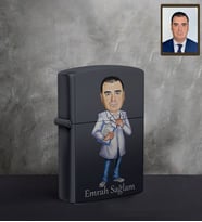 Kişiye Özel Doktor Karikatürlü UV Baskılı Siyah Benzinli ÇakmakBay-3