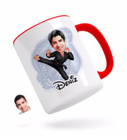 BK Gift Kişiye Özel Erkek Karateci Karikatürlü Kırmızı Kupa Bardak-1