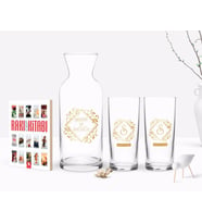 BK Gift Kişiye Özel Renkli Baskılı İsimli İkili Rakı Bardağı Karaf ve Cep Kitabı Hediye Seti-15 (Model 1)