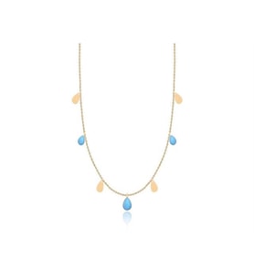 Diamond Line-Gülaylar Altın 14 Ayar Firuze Taş Kolye