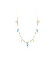 Diamond Line-Gülaylar Altın 14 Ayar Firuze Taş Kolye