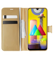 Microsonic Samsung Galaxy M31 Kılıf Delux Leather Wallet Gold