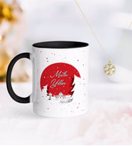 BK Gift Kişiye Özel Yılbaşı Mutlu Yıllar Siyah Kupa ve Kar Tanesi Kolye-1 (Model 1)