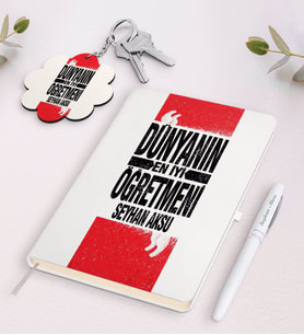 BK Gift Kişiye Özel Dünyanın En İyi Öğretmeni Beyaz Defter Kalem Ve Anahtarlık Hediye Seti-1 (Model 1)