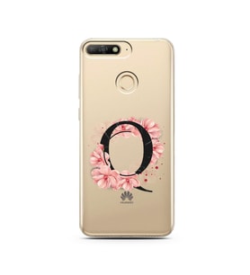 Pembe Çiçekli Harf Tasarım Süper Şeffaf Silikon Telefon Kılıfı Huawei Y6 Prime 2