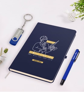 BK Gift Kişiye Özel Diş Hekimi Temalı Lacivert Defter Kalem 32gb USB Bellek Hediye Seti-4 (Model 1)