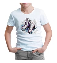 Buz Pateni Beyaz Çocuk Tshirt