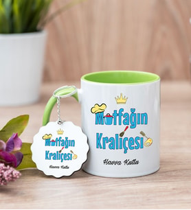 Mutfağın Kraliçesi Yeşil Kupa Bardak Ve Anahtarlık Set