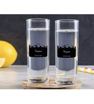 BK Gift Kişiye Özel Renkli Baskılı Kayseri Tasarımlı Turistik İkili Vodka Bardağı-2 (Beyaz)