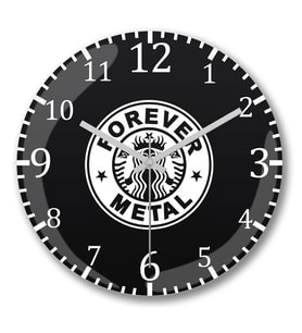 Metal Forever Black Duvar Saati Bombeli Gercek Cam