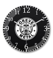 Metal Forever Black Duvar Saati Bombeli Gercek Cam