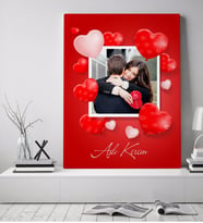 BK Gift Kişiye Özel Sevgili Fotoğraflı Kalpli Kanvas Tablo (50x70cm.)
