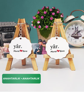 İkili Yâr Sevgililer Günü Hediyesi Anahtarlık