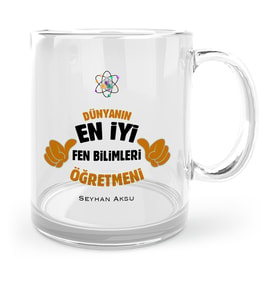 BK Gift Kişiye Özel Fen Bilimleri Öğretmeni Cam Kupa Bardak  1