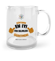 BK Gift Kişiye Özel Fen Bilimleri Öğretmeni Cam Kupa Bardak  1