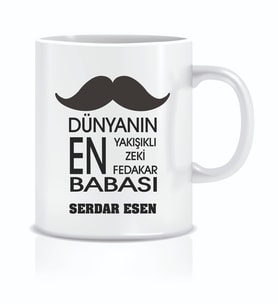 Dünyanın En Yakışıklı Zeki Fedakar Babası Babalar Günü Kişiye Özel Kupa Bardak