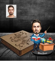 Kişiye Özel Öğretmen Karikatürlü Ahşap Biblo Kutulu Bay-1