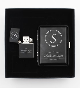 Kişiye Özel Metal Tabaka & Zippo Tarzı Benzinli Çakmak Hediye Seti