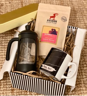 Kişiye Özel Siyah Mermer French Press & Filtre Kahveli Sevgiliye Hediye Seti