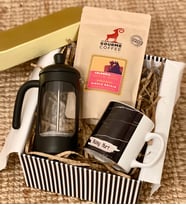 Kişiye Özel Siyah Mermer French Press & Filtre Kahveli Sevgiliye Hediye Seti