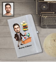 Kişiye Özel Öğretmen Karikatürlü Gri Defter Bay-2