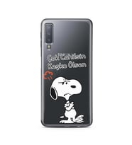 Snoopy Tasarımlı Süper Şeffaf Silikon Telefon Kılıfı Samsung A7 (2018)