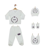 Pia Baby GL 2006 İsme Özel Taçlı Beşli Zıbın Set