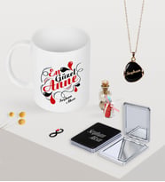 BK Gift Kişiye Özel En Güzel Anne Kupa Ayna ve Siyah Mineli Kolye Seti (Model 1)
