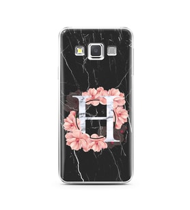 Mermer Çiçekli Harf Tasarım Süper Şeffaf Silikon Telefon Kılıfı Samsung A3 (2015