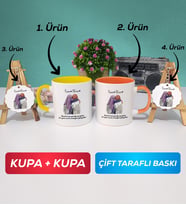 İkili Sarı Turuncu Arkadaşa Hediye Yan Yana Kupa Bardak Anahtarlık