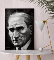 BK Gift Kişiye Özel Atatürk Karakalem Portre Tasarımlı Kanvas Tablo-1 30x50cm