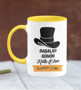BK Gift Kişiye Özel Babalar Günü Temalı Sarı Kupa Bardak 24344s