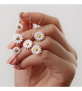 925 Ayar Gümüş Papatya  Set