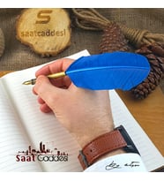 Orijinal Steel Pen Kuş Tüyü Divit Kalemi Seti Mavi