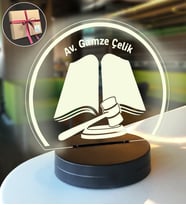 Avukatlar ve Hukukçular için Kişiye Özel Kitap Modelli Hediye Led Lamba (Beyaz)
