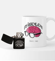 BK Gift Kişiye Özel Psikolog Temalı Çakmak ve Kupa Seti - 1
