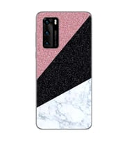 Üçgen Mermer Tasarımlı Süper Şeffaf Silikon Telefon Kılıfı Huawei P40 Pro