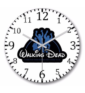 Walking Dead Disney Style  Duvar Saati Bombeli Gercek Cam