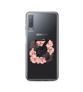 Pembe Çiçekli Harf Tasarım Süper Şeffaf Silikon Telefon Kılıfı Samsung A7 (2017)